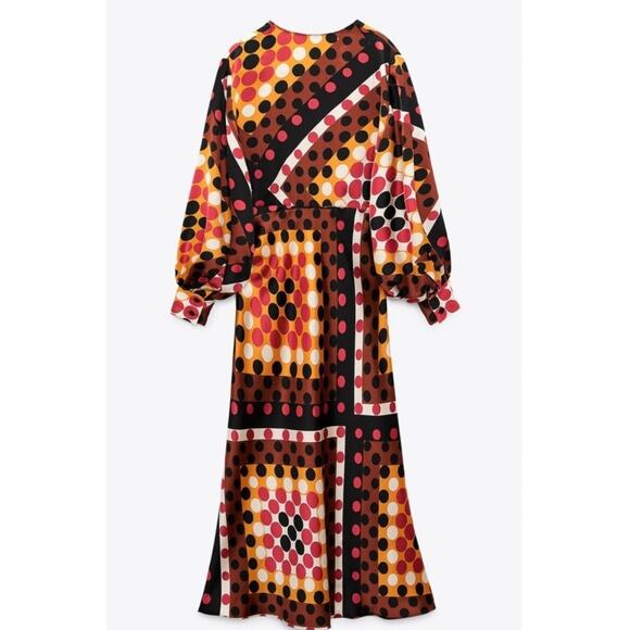 ZARA Dot Matrix Multicolor Print Midi Long Dress, Size: XS - Picture 16 of 16